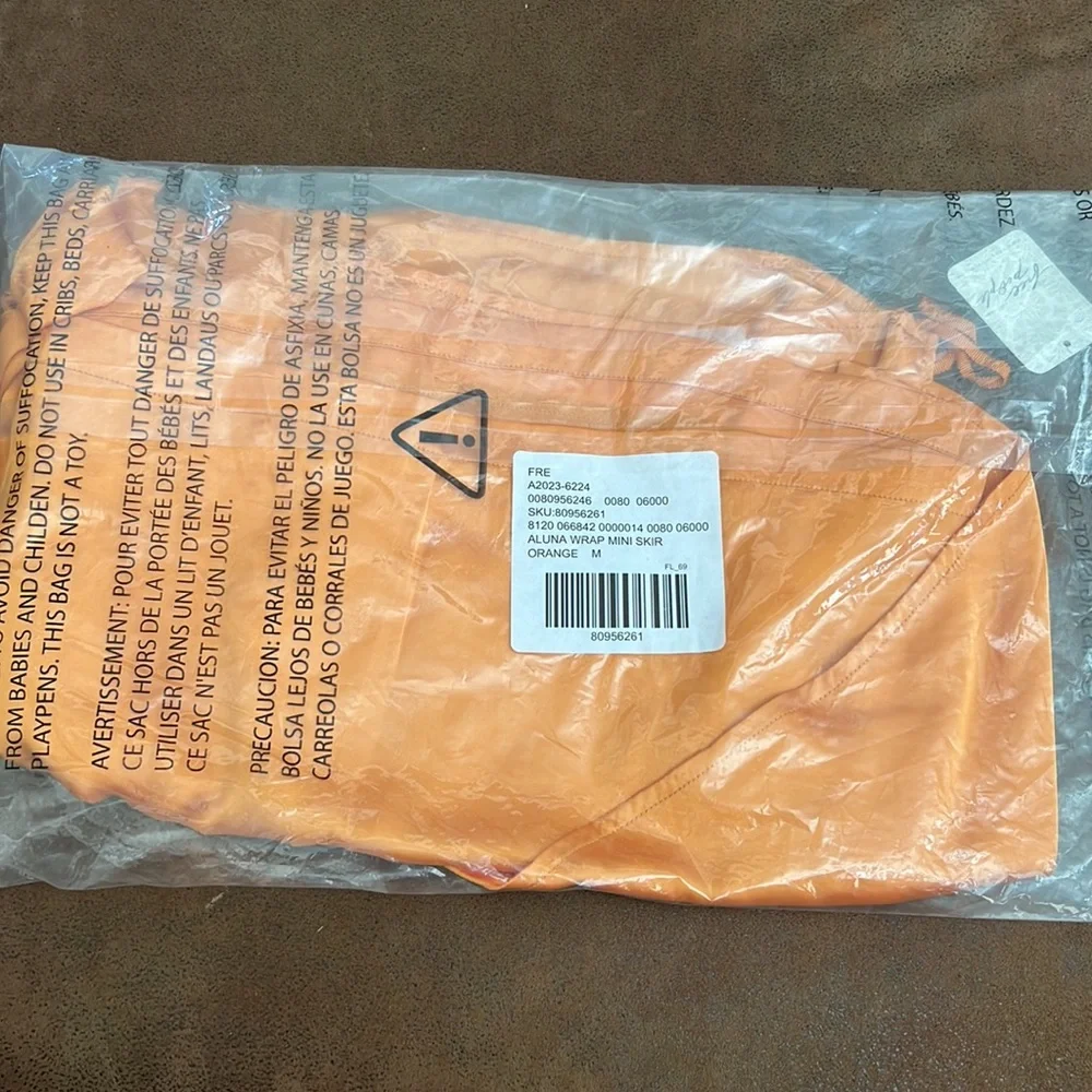 free people Aluna Wrap Mini Skirt Size Medium Orange Mango New With Tag - Picture 2 of 6